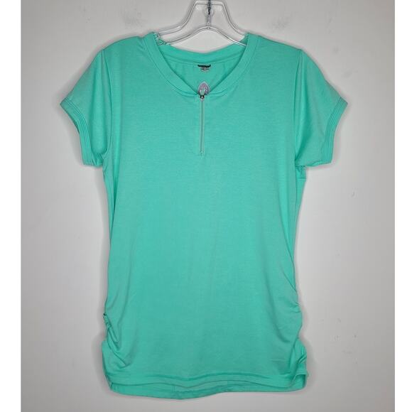 Club Ride teal green short sleeve MTB bike jersey scrunch sides pockets- medium - Picture 1 of 5